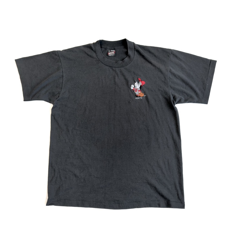 VTG 1993 Droopy Dog T-Shirt Embroidery Faded Single Stitch Size L - Black